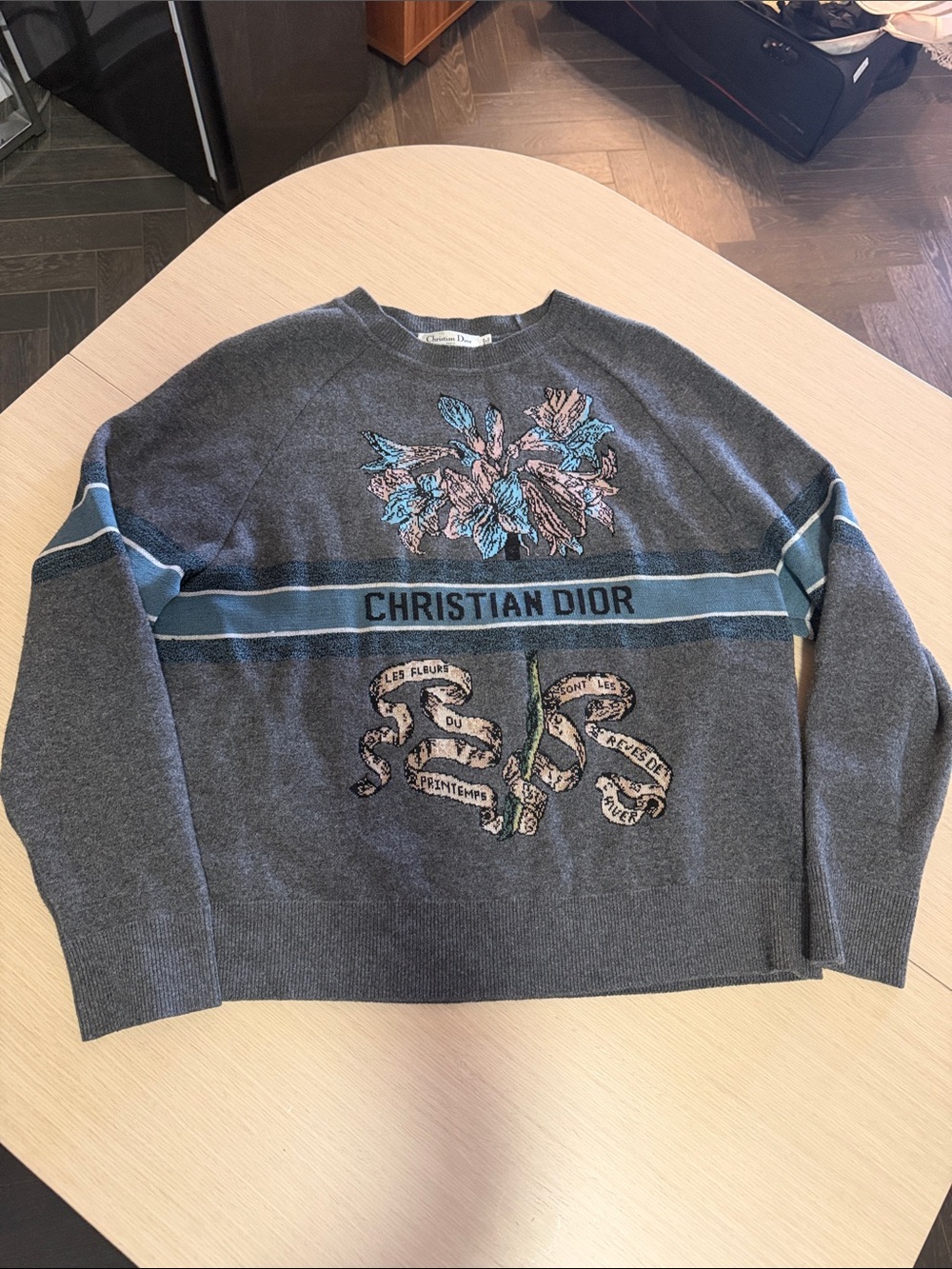 Authentic Christian Dior Les Fleurs du Printemps cashmere sweater